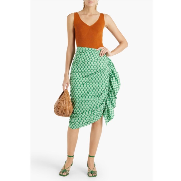 Rhode Women's Green Asymmetric Felicity Scalloped‎ Ruffle Skirt Size 6 - Picture 13 of 13